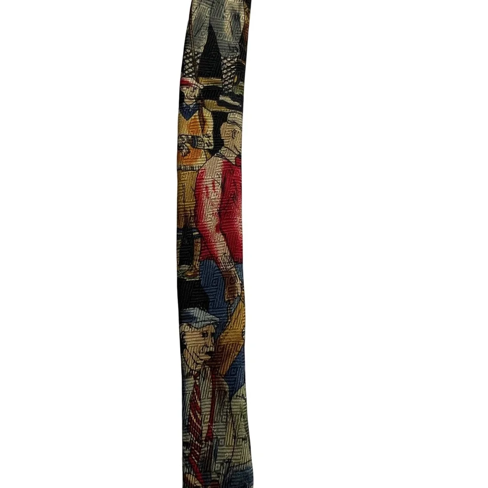 Vintage Tango by Max‎ Raab Necktie Mens OS Black Golf Scene Silk Made in USA E15